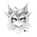 Anime characters in a sketch style tattoo design idea