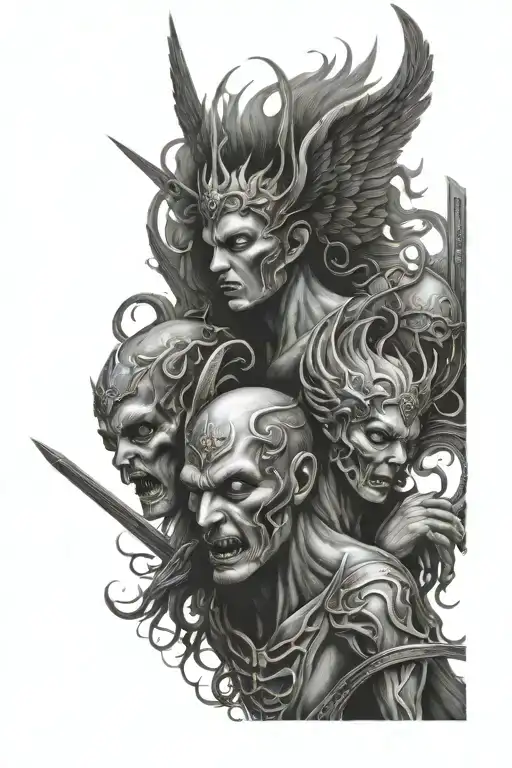 angels vs demons tattoo design idea