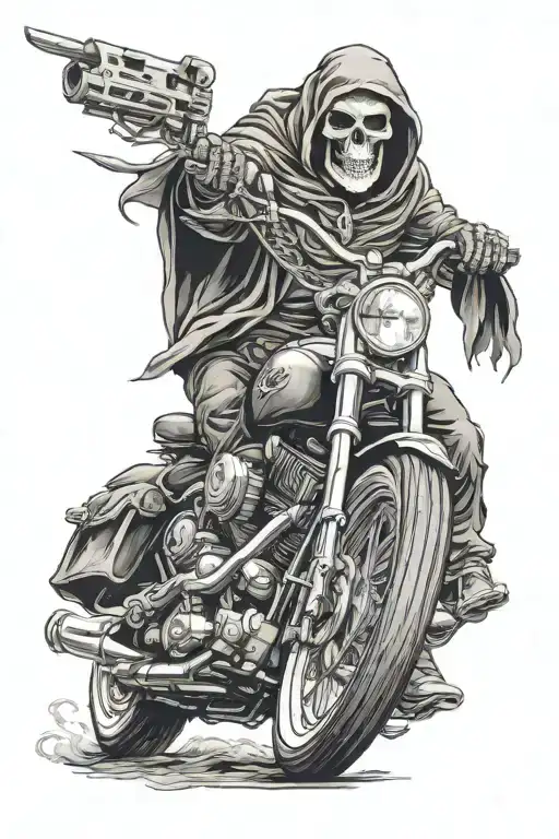 Reaper riding a Harley tattoo design idea