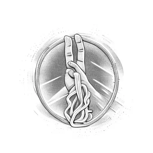 a hand made out of a spagetti noodle that shows the peace sign tattoo design idea