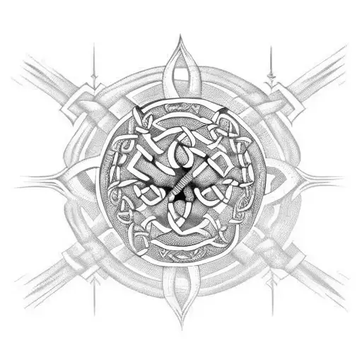 Celtic spine tribal long column tattoo design idea