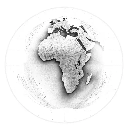 minimalistic africa map with nature tattoo design idea