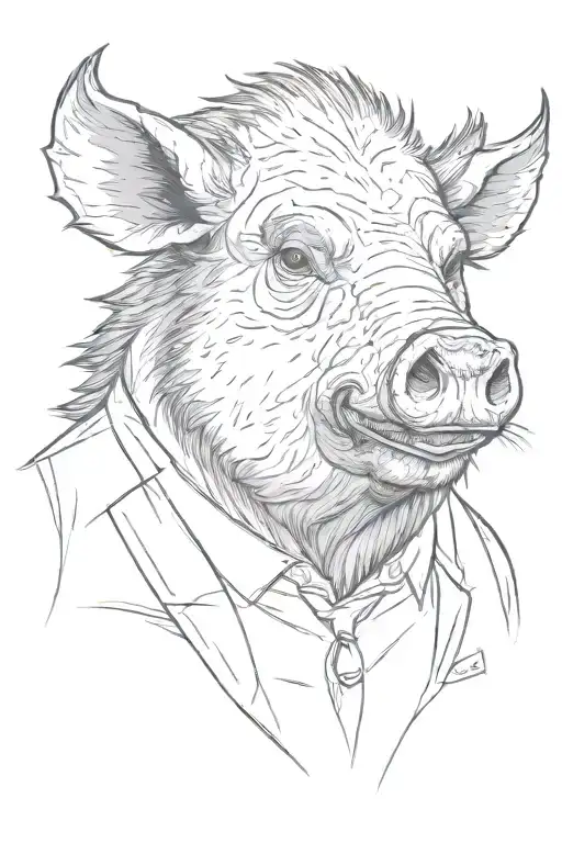a boar sketch style as ar bartender tattoo design idea