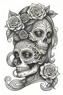 mexican arm tattoo stylish looking skeleton women's head surround full of rose tattoo design idea