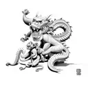 in chinese zodiac I'm a dragon my wife a monkey and my boy also a monkey. Idea is that Dragon is protecting these2 monke tattoo design idea