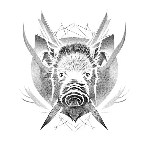 Barbed Wire with boar tusks tattoo design idea