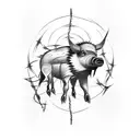 Barbed Wire with boar tusks tattoo design idea
