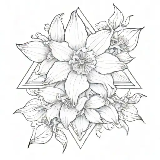 daffodil tendrils around triangle tattoo tattoo design idea