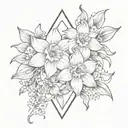 daffodil tendrils around triangle tattoo tattoo design idea