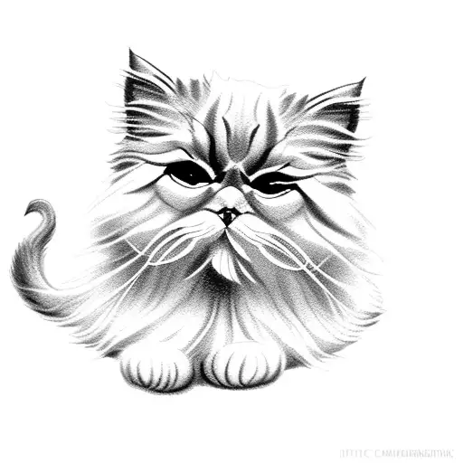 Persian cat and love tattoo design idea