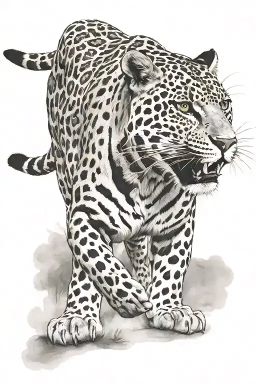 jaguar walking downwards tattoo design idea
