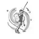 archer shooting a bow with a comet instead of an arrow  tattoo design idea