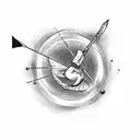 archer shooting a bow with a comet instead of an arrow  tattoo design idea