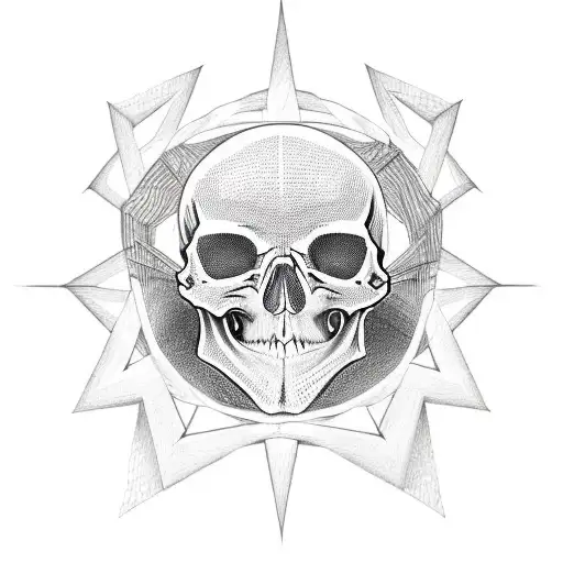 pentagram with skull in it tattoo design idea