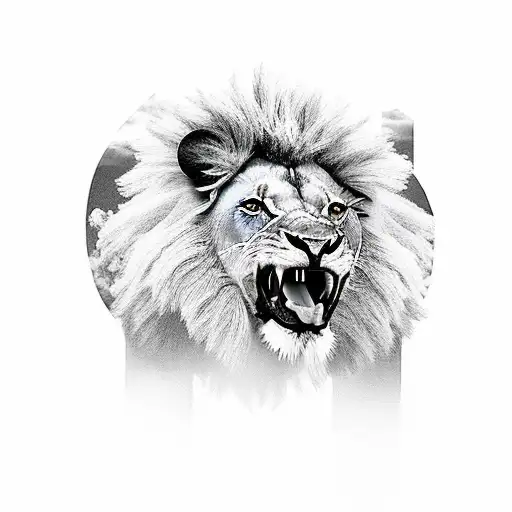 Lion with child tattoo design idea