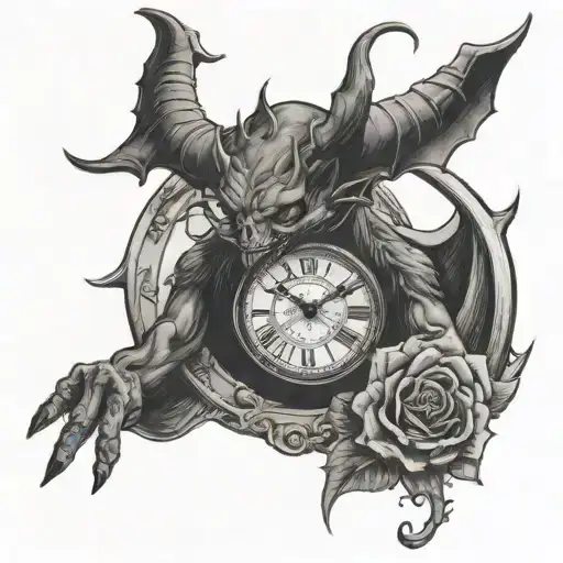 the devil in the black dress watches over tattoo design idea