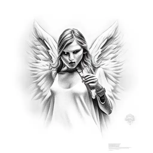 angel full slave evil fight tattoo design idea