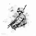 army and war with gun tattoo design idea