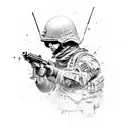 army and war with gun tattoo design idea