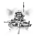 army and war with gun tattoo design idea
