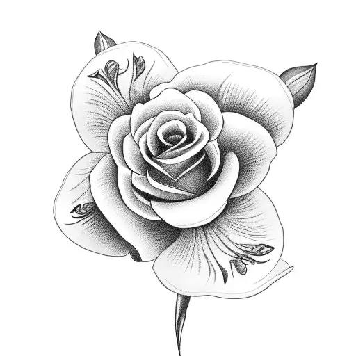 flower tattoo with roses, lilies and pansies tattoo design idea
