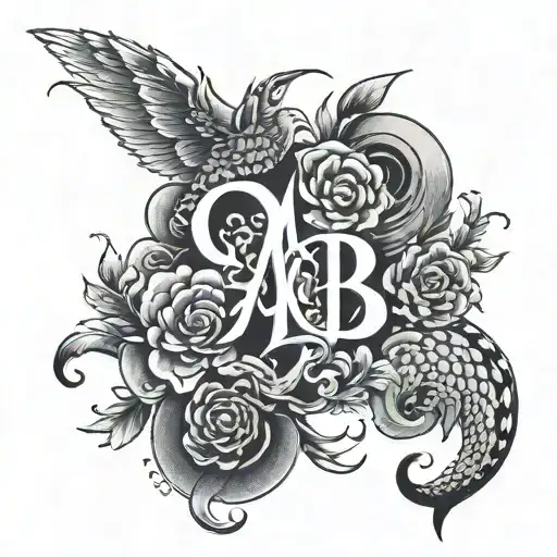 the letters MOB and KEIKEI at bottom part tattoo design idea