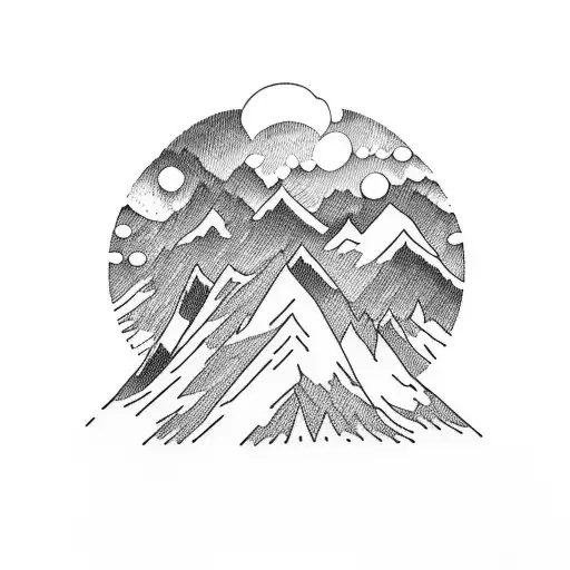 snow capped mountains tattoo design idea