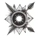 Line, eclipse, arrows, symbol, small tattoo design idea
