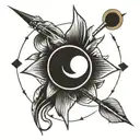 Line, eclipse, arrows, symbol, small tattoo design idea