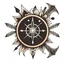 Line, eclipse, arrows, symbol, small tattoo design idea