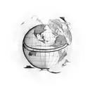 globe with a flight around it and connects to a infinite symbols saying enjoy tattoo design idea