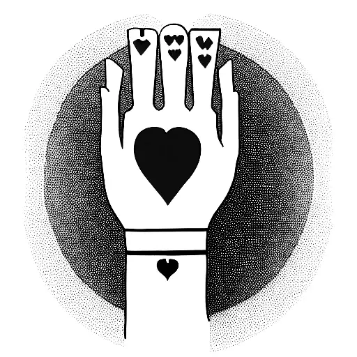 A wrist tattoo with a traditional playing card "K of hearts".  Underneath the King of hearts lies a quote "her one." tattoo design idea