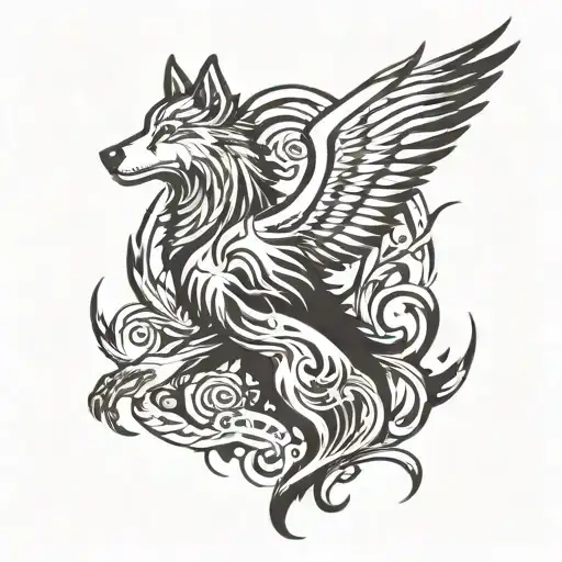wolf and phoenix rising from the ashes tattoo design idea