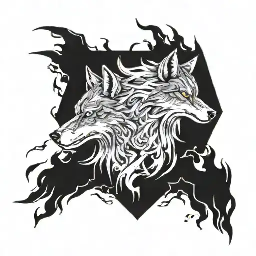wolf and phoenix rising from the ashes.  name included will be ZUXX - SIA_K9 tattoo design idea