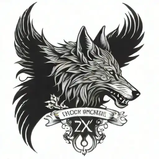 wolf and phoenix with name "Zuxx" incorporated  tattoo design idea