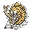 A lion holding scales in this jaws tattoo design idea