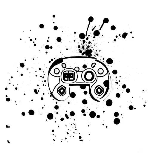 Game controller with blood splatters tattoo design idea