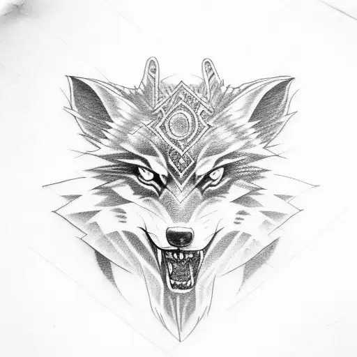 ancient vampire wolf tattoo design idea