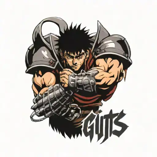 Guts berserk holding a small name tattoo design idea