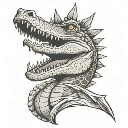 crocodile smoking weed tattoo design idea