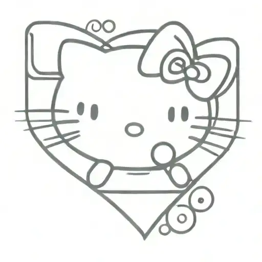 hello kitty, xoxo, big hearts tattoo design idea