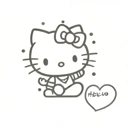 hello kitty, xoxo, big hearts tattoo design idea