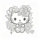 hello kitty, xoxo, anasia, hearts tattoo design idea