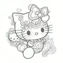 hello kitty, xoxo, anasia, hearts tattoo design idea