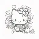 hello kitty, xoxo, anasia, hearts tattoo design idea