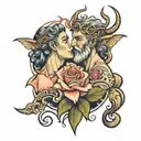 Zeus and rose tattoo design idea
