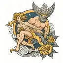 Zeus and rose tattoo design idea