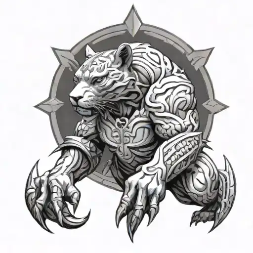 dark avenger with panther lineage2 tattoo design idea