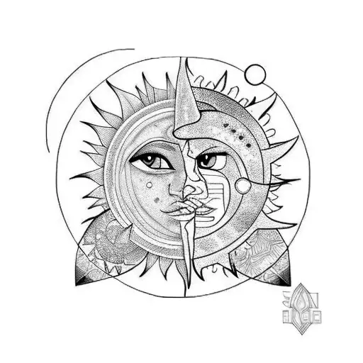 Sun and Moon tattoo design idea