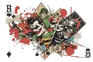 Batman & Joker playing card tattoo design idea